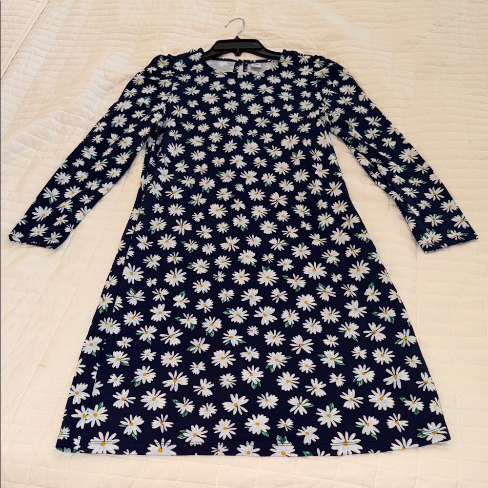 Old Navy Navy Blue Floral Long Sleeve Dress - Picture 2 of 12